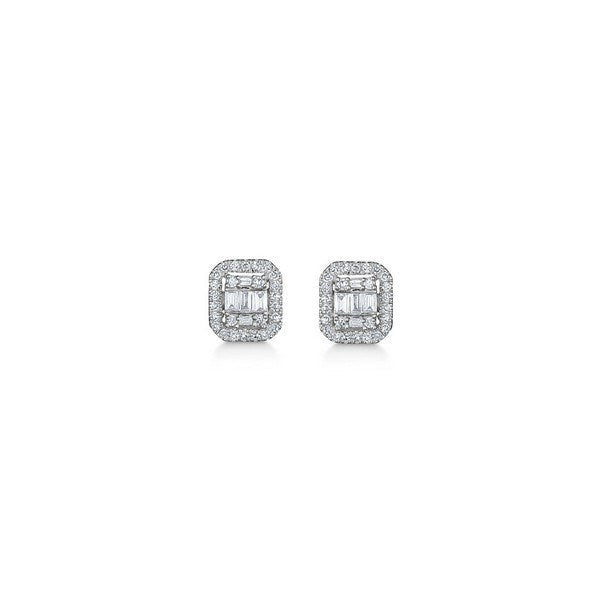 Elizabeth ørestikker i 14 kt. hvidguld med 0,18 ct. diamanter i firkantet design fra Mads Z Gold Label.